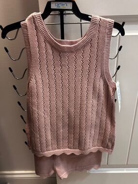 Carter's Toddler Girl Pink Knit Tank & Shorts Set, mauve pink 5T